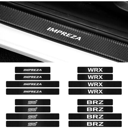 Car 4pcs Carbon Fibre Door Sill Plate Scuff Protection Sticker For Subaru STI WRX Forester Impreza Outback Legacy Xv BRZ Ascent