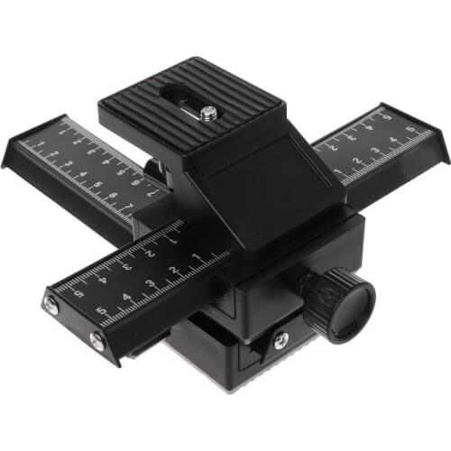 4-way Macro Instrument Focusing Rail Slider 1/4" Screw DSLR Camera Shooting Accessories Black for Canon Nikon