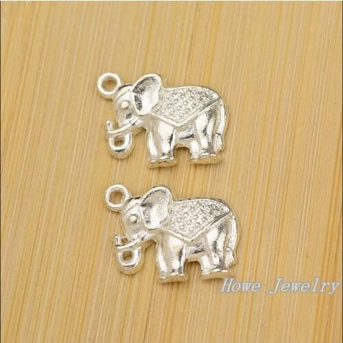 Wholesale 64 PCS Vintage Charms Elephant Pendant Bright silver Fit Bracelets Necklace DIY Metal Jewelry Making JC-641