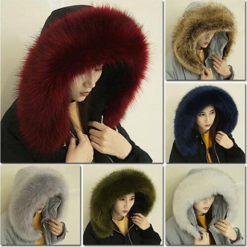 70/80/90CM Women Men Children Faux Fox Fur Collar Winter Jackets Coat Hoods Fur Scarf Multicolor Fluffy Fur Decorative Shawls