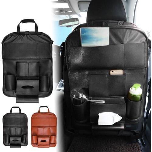Car Multi-pocket Seat Hanging Organizer Bag Faux Leather Folding Holder Shelf Stowing Tidying Organizer Auto Handheld Pouch