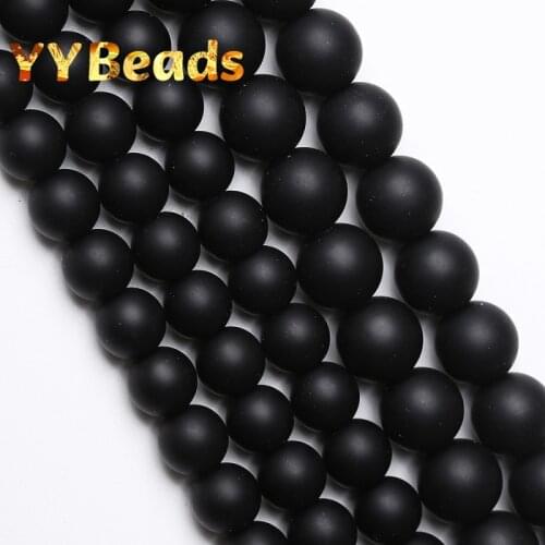 Dull Polished Black Glass Beads Natural Clear Black Glass 4 6 8 10 12 14mm Round Loose Beads For Jewelry Making DIY Bracelets