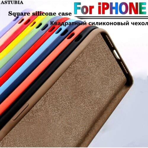 ASTUBIA Square Liquid Silicone Case For iPhone 11 12 Pro Max Mini Full Protection Case For iPhone XS MAX X XR 8 7 PLUS SE2 Cover