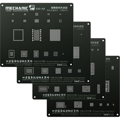 MECHANIC 3D Black Universal Steel Mesh CPU NAND Baseband IC FOR IPHONE A8 A9 A10 A11 A12 3D BGA Reballing Grooves Stencil Net