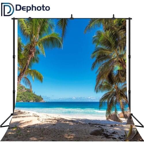 Dephoto Summer Sea Beach Party Palm Tree Scenic Portrait Photography Backgrounds Custom Photographic Backdrops For Photo Studio