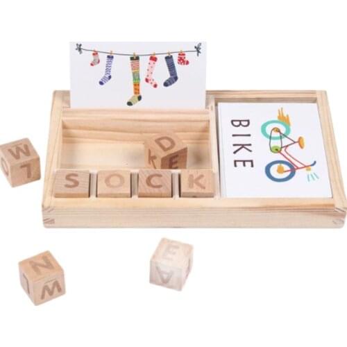 Wood Puzzle Cards Spelling English Words Learning letter Creative Early Educational Toys for Children Kids