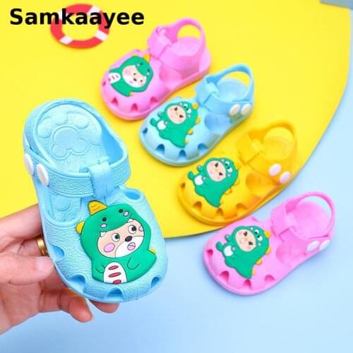 Children Shoes Girls Sandals Kids Clogs Mules Baby Slippers 0-6y Boys Cartoon Dinosaur Toddler Flats Non-Slip Cute Beach Shoes 8