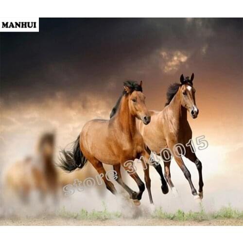 DIY Diamond Painting Cross Stitch Horses Needlework Home Decor Full Rhinestone Mosaic 5D Diamond Embroidery BFC070