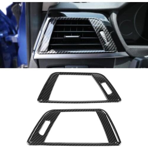 For BMW 3 Series F30 2013-2018 2Pcs Carbon Fiber Style Car Side Air Conditioning Vent Cover Trim Frame Stickers