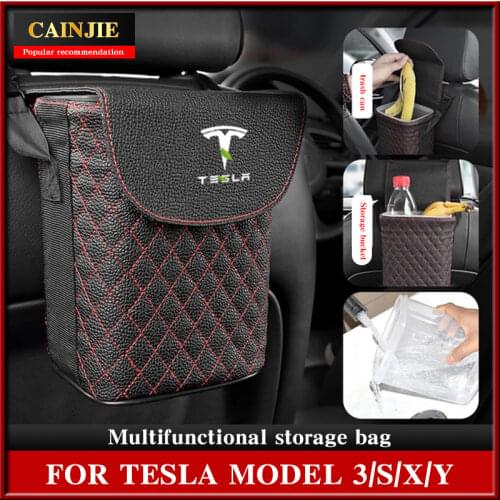 For Tesla Model 3 2021 Accessories Multifunctional storage bucket Model Three model S X Y trash can car garbage can