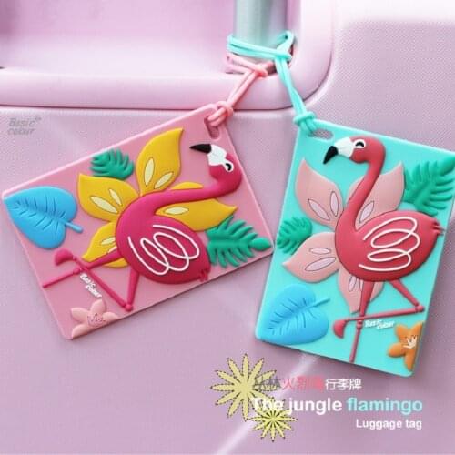 Cartoon Animal Travel Accessories Flamingo Luggage Tag Silicone Suitcase ID Address Holder Baggage Boarding Tag Label