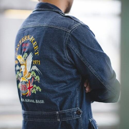 Maden Denim Striped Jackets For Men Loose Cowboy Casual Vintage Blue Coat Peatch Corduroy Cotton Pocket Safari Jacket Man