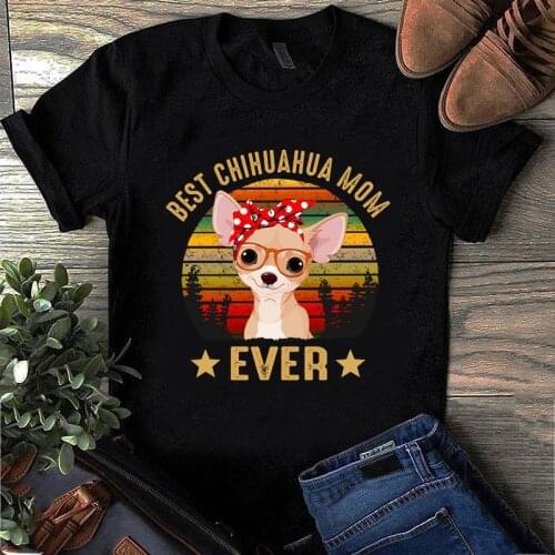 Chihuahua I Love Mom Kawaii Tee Tops Female Plus Size White Tops Shirt Summer Short Sleeve T Shirts Graphic Tees Women Clothing