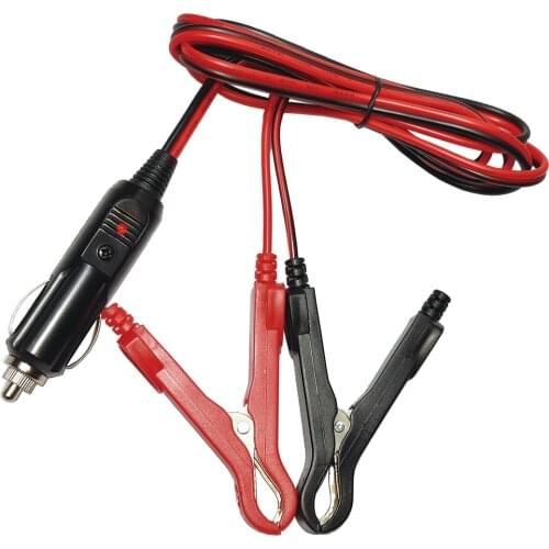 JKM 12V Car Cigarette Lighter To 90mm Alligator Clip Battery Cable 1.5M 16AWG Ignition Starter Emergency Cord Belt Clip