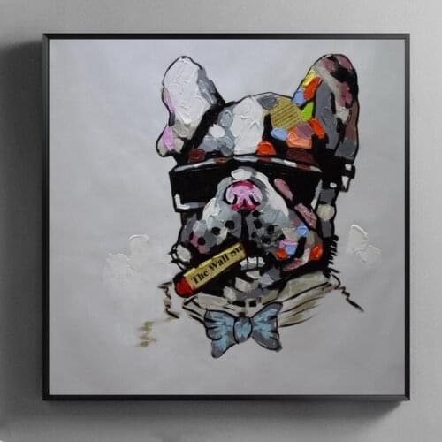 Oil Painting on Canvas Hand Painted Modern Abstract Dog Wall art Picture for living room Home Decor Canvas Painting 24x24 E032
