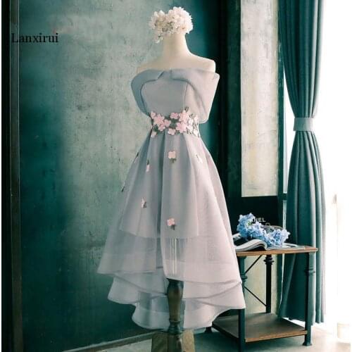 Lanxirui New arrival prom party Dresses high-Low Vestido de Festa off the shoulder sexy dress appliques lace-up back style dress