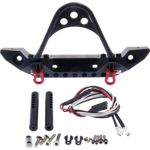 Metal Front/Rear Back Bumper with Light Anti-collision for 1/10 Axial SCX10 III RC Crawler Car Accessories