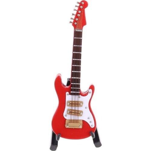 10cm Miniature Electric Guitar Replica with Box Stand Musical Instrument Model White Red Coffee Black mini guitar model for gift