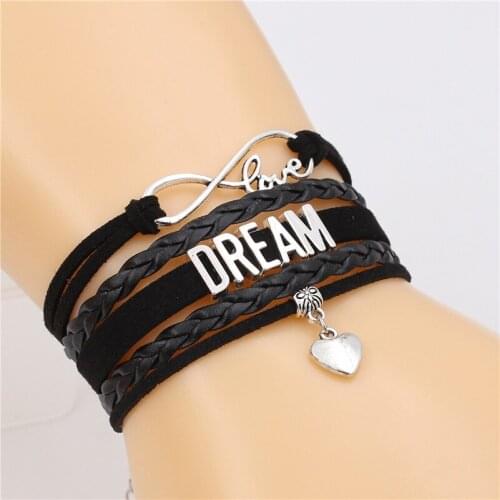 DREAM Letter Infinity Bracelet Love charm Multi-layer Bracelet Handmade Leather Bracelets PUNK Jewelry for men&women