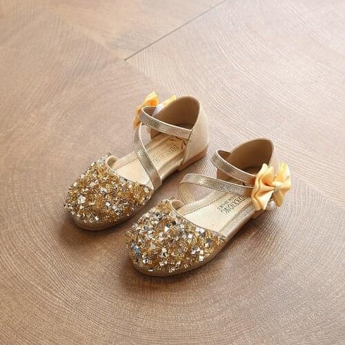 Fashion Girls Soft Breathable Sandals Rhinestones Bow Children Shoes For Girls 2021 High Quality Princess Leather Shoes