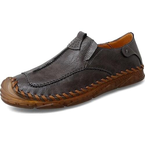 Men Casual Shoes Moccasins Sneakers Plus Size Men Fashion Leather Comfortable Loafers Casual Shoes Comfy Non-Slip Walking Shoes