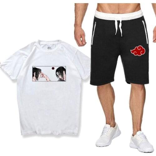 Japanese Streetwear T-shirt + Sports Shorts Summer anime T shirt Sets Men teeshirt homme Sweatpants Casual Shorts T Shirts Sets