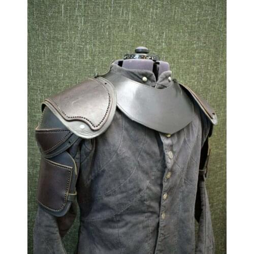 Men Medieval Steampunk Shoulder Armor PU Leather X-Shaped Body Chest Harness Belt Rave Crop Top Dance Cosplay Costume