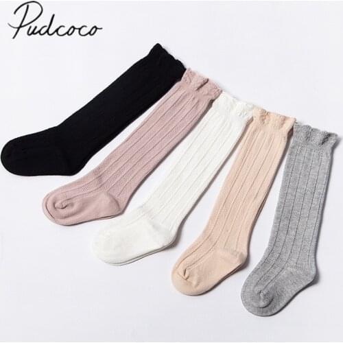 2019 Baby Solid Infant Knee High Stockings Baby Boys Girls Cotton Keep Warm Long Stockings Plain Kids Soft New Style Leg Warmer