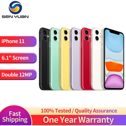 Original Used Apple iPhone 11 4G CellPhone Unlocked 6.1" A13 IOS SmartPhone 4GB RAM 64GB/128GB ROM LTE Hexa Core Mobile Phone