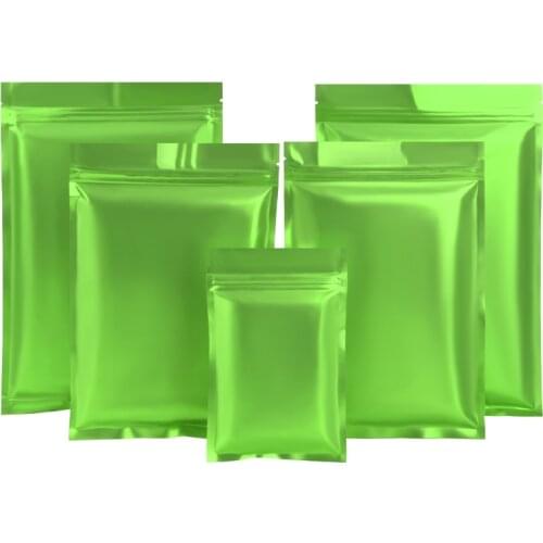 Wholesale 100pcs Flat Bottom Matte Green Aluminum Foil Zip Lock Bags Heat Sealing Capsule Electronic Components Eye-Shadow Bags