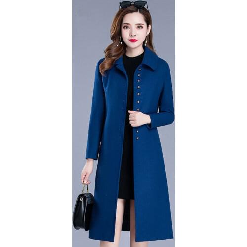 Woolen Coat Womens Mid-Length 2021 Autumn And Winter New Fashion Slim Woolen Jacket Thick Warm Female Outerwear