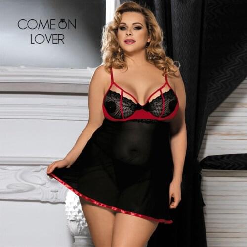 Comeonlover Bielizna Erotyczna Plus Size Floral Lace Sex Lingerie Hot Mesh Nuisette Grande Taille Lingerie Sexy Babydoll RI80245