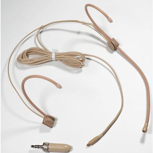 Detachable mini Beige Omni-Directivity Dual Hook Headset Microphone for Wireless Mic System