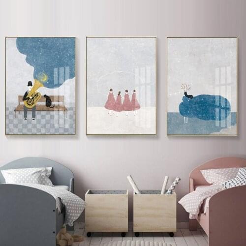 Nordic Small Fresh Abstract Starry Sky Scenery Art Posters Prints Wall Picture Canvas Painting For Kids' Room Kindergarten Decor