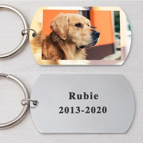 Dog Keychain,Photo Keychain,Dog Tag Engraved Keychain,Your Pets Photo Keyring,Pet Memorial Gift,Dog Lover Gifts
