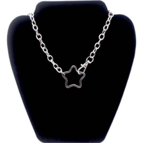 Necklace Womens Five-Pointed Star Choker Short Neck Ornament Neckband Punk Silver Color Choker Collar