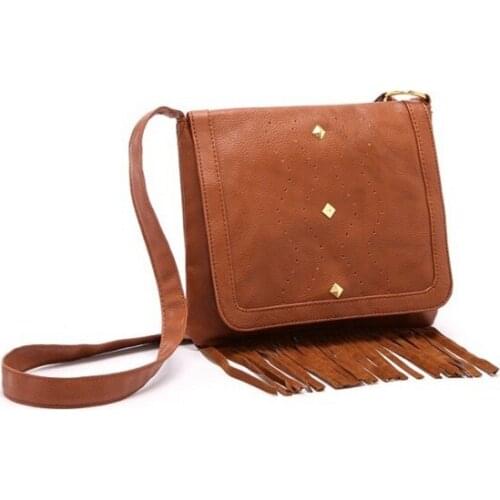 Vintage casual tassel rivet handbags hotsale women clutches ladies party purse famous crossbody shoulder messenger beach bags