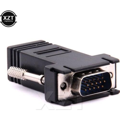 High Quality Network Cable Adapter VGA Extender Male To LAN CAT5 CAT5e CAT6 RJ45 Female Adapter Suppion