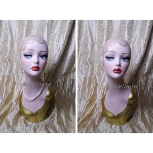 High quality Fiberglass vintage female mannequin dummy head bust manikin heads for earrings &wigs & hat & jewelry display