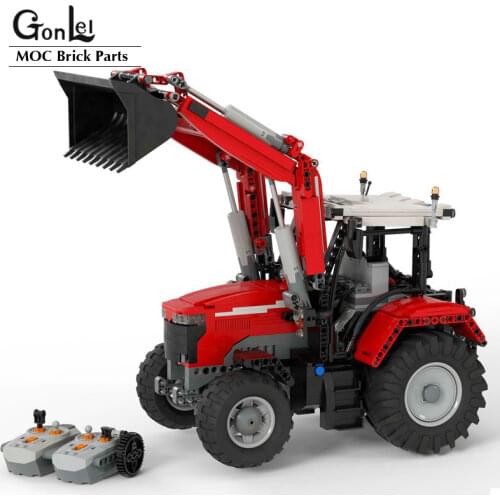High-Tech Tractor 7700S with Front End Loader Bulldozer Compatible to Claas 42054 MOC Building Blocks Bricks DIY Toys Gifts