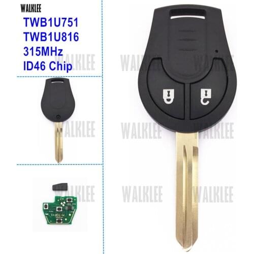 WALKLEE 315MHz Remote Key Fit for Nissan Cube March Qashqai Sunny Sylphy Tiida X-Trail for ALPS FCC ID CWTWB1U751 / CWTWB1U816