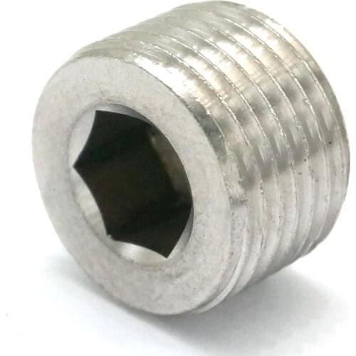 3/8" NPT Male SS304 Stainless Steel Countersunk End Plug Internal Hex Head Socket Pipe Fitting