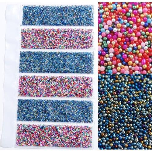 1 Bag Mini Bubble Ball Beads Colorful Pink Crystal Glass Beads For DIY UV Resin Filling 3D Nail Art Decorations