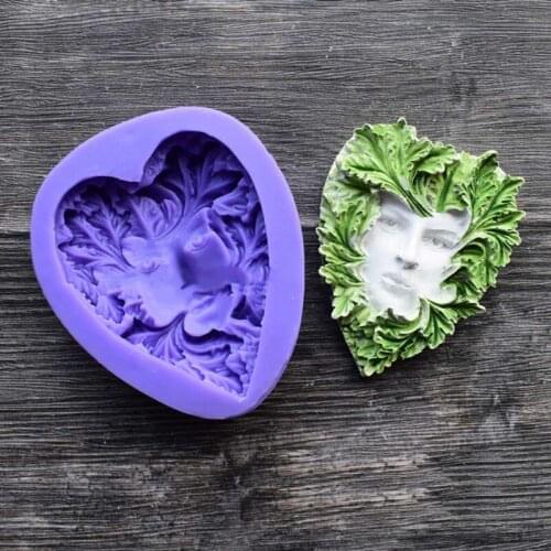 13MC Silicone Mold Girl Leaf Face Shape Silicone Cake Soap Plaster Epoxy Resin Casting Mold Fairy Rattan Face Resin Molds
