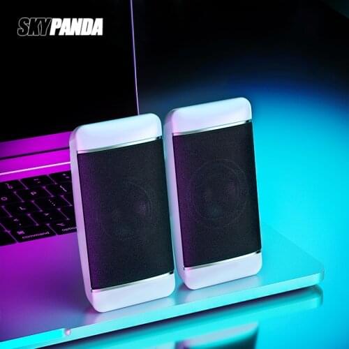 2 Pieces USB + AUX Computer Speakers 5W 1.3m Wired PC Small Speaker for Laptop Desktop Phone Audio Multimedia Loudspeaker