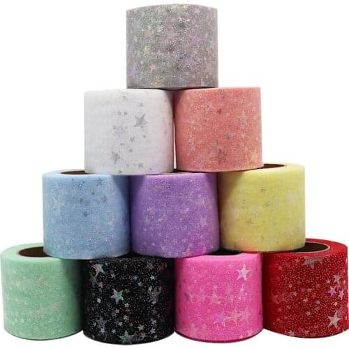 25Yards/roll 6CM Star Tulle Roll Organza Baby Shower Party Supplies DIY Hair Bows Handmade Materials Y2020103005