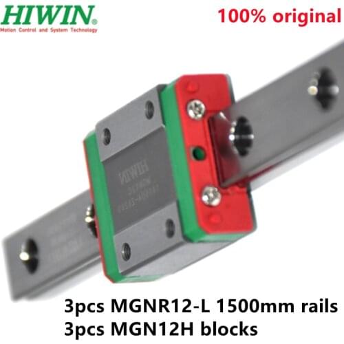 3pcs Original Hiwin linear rail MGNR12 -L 1500mm + 3pcs MGN12H blocks for cnc kit MGN12