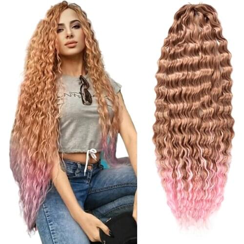32 Inch Deep Wave Synthetic Hair Crochet Ocean Wave Nature Wear Braiding Hair Extensions Hair Extension for Women