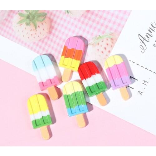5PCS Popsicle Mini Cartoon doll Accessories for 1/6 1/12 doll Dollhouse Miniature Pretend ice cream Kitchen Food
