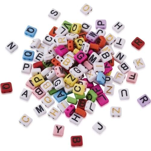 600pcs Mixed Letter Acrylic Beads Rectangle Alphabet 2-hole Loose Spacer Beads Links For Jewelry Making DIY Bracelet Necklace
